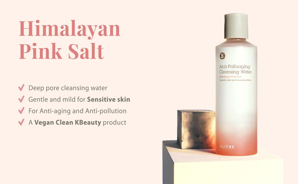 Himalayan pink salt deep pore cleanser gentle mild sensitive skin anti aging pollution vegan clean