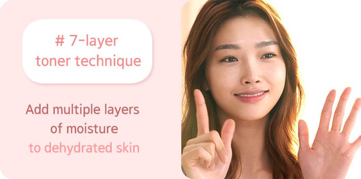 #7-layer toner technique Add multiple layers of moisture to dehydrated skin